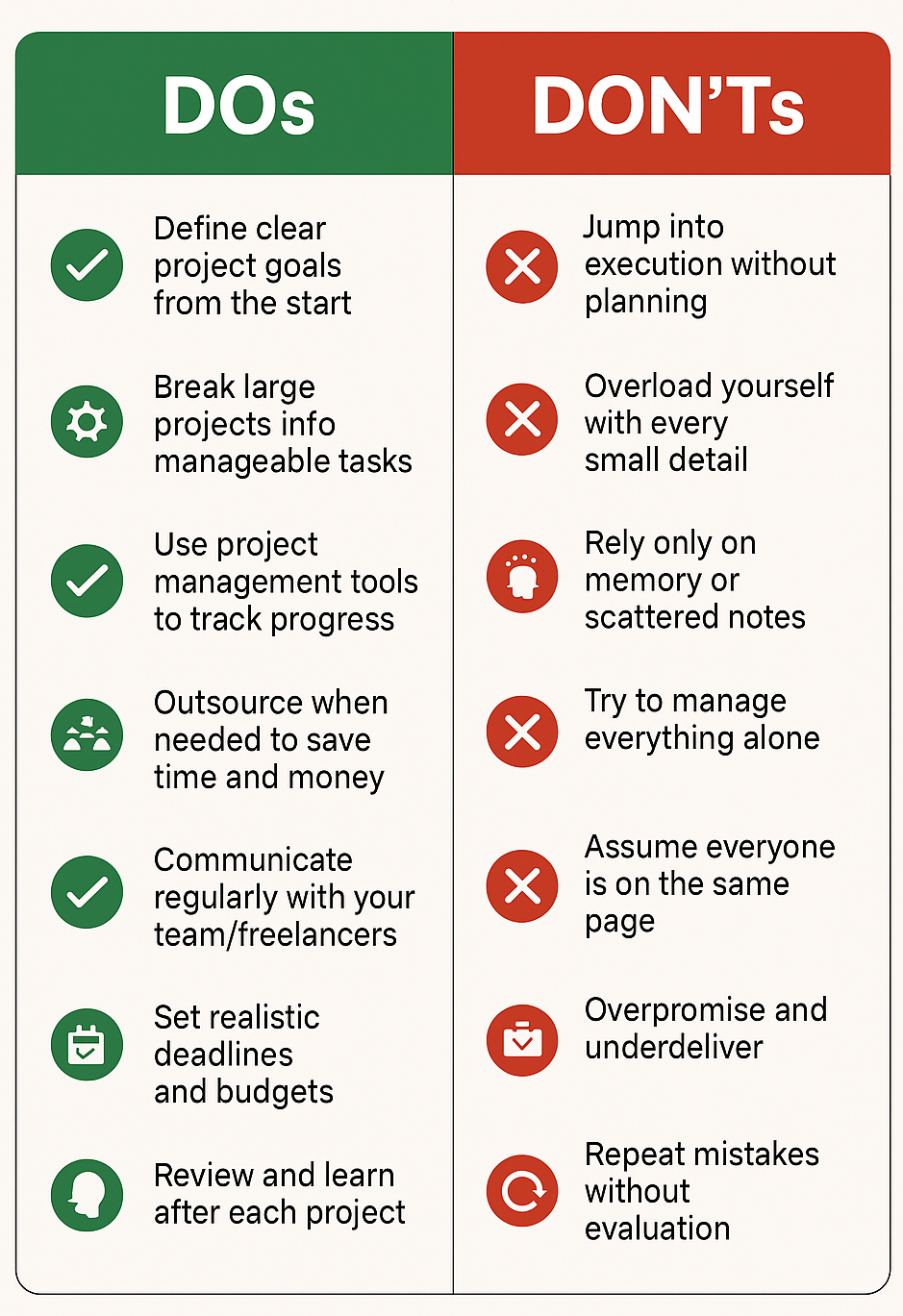 project management dos and donts